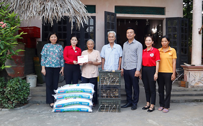 Hội Chữ thập đỏ thành phố hỗ trợ sinh kế cho hộ nghèo ở thôn Minh Long, xã Tuy Lộc.